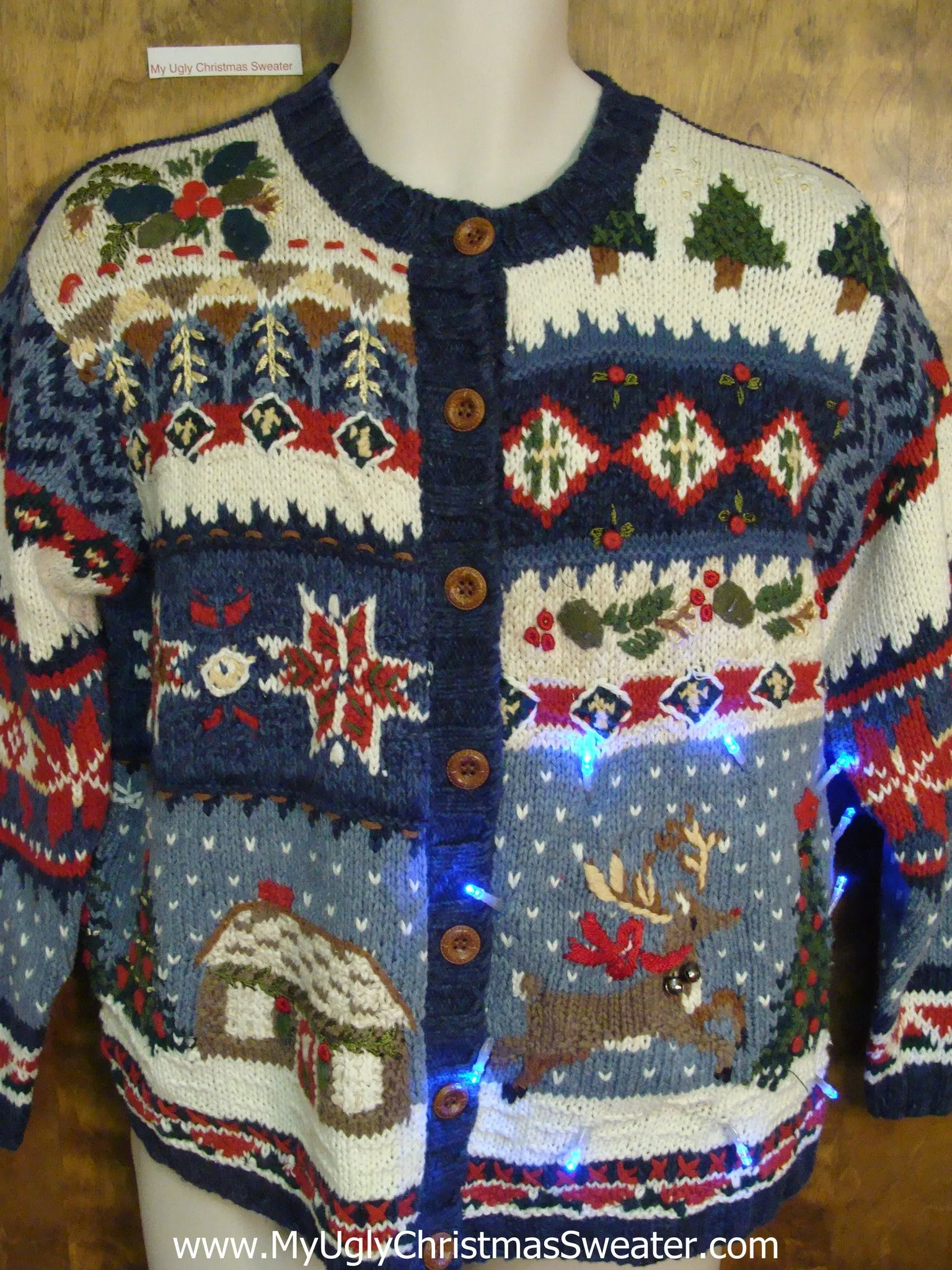 Holiday Mess with Reindeer Tacky Xmas Sweater with Lights