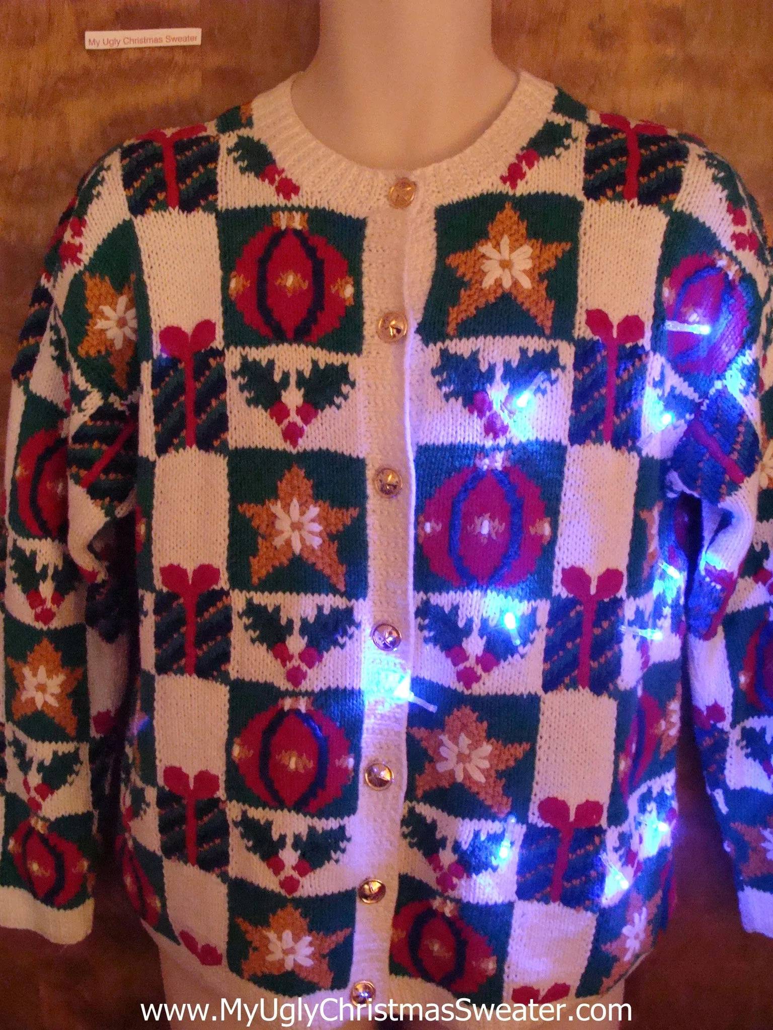 Horrible 80s 2sided Light Up Ugly Xmas Sweater