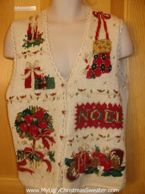 Horrible Ugly Christmas Sweater Vest with NOEL