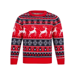 Kids Reindeer Traditional Pattern Christmas Jumper