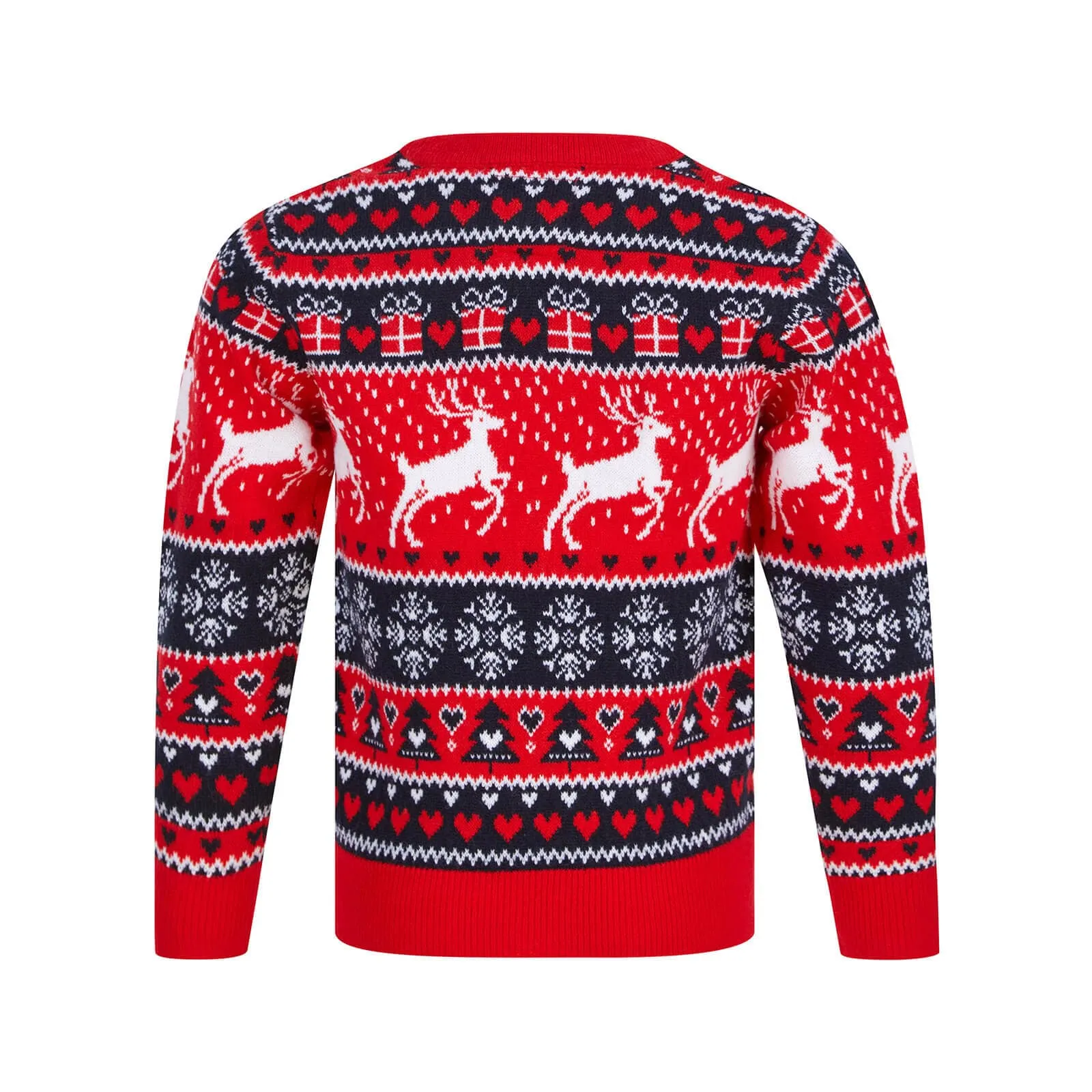 Kids Reindeer Traditional Pattern Christmas Jumper