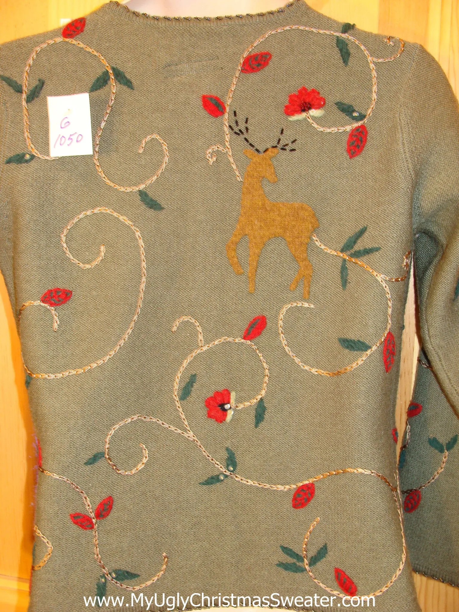 Light Up Christmas Sweater Reindeer Front and Back