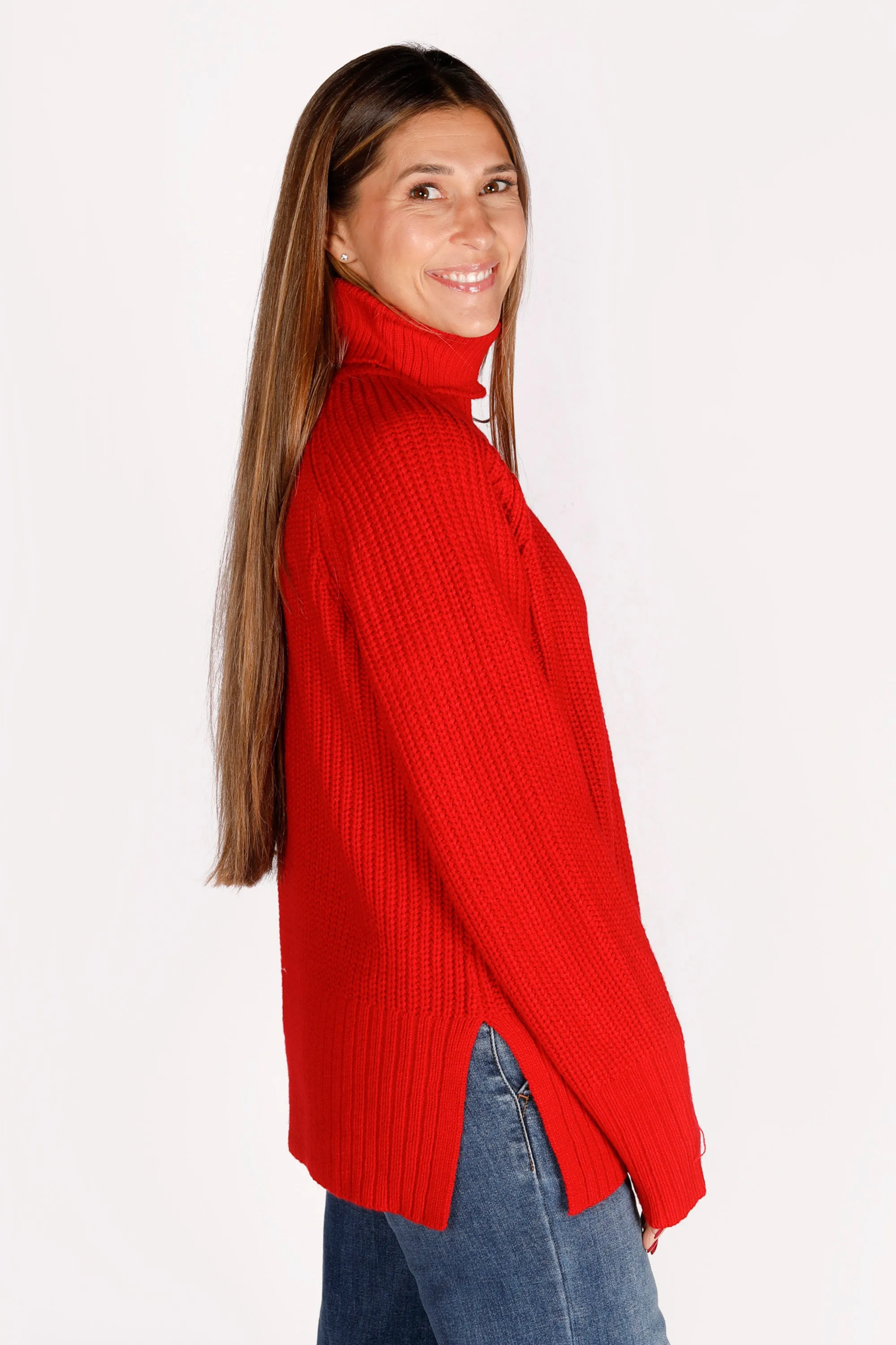 Lona Red Turtleneck Sweater