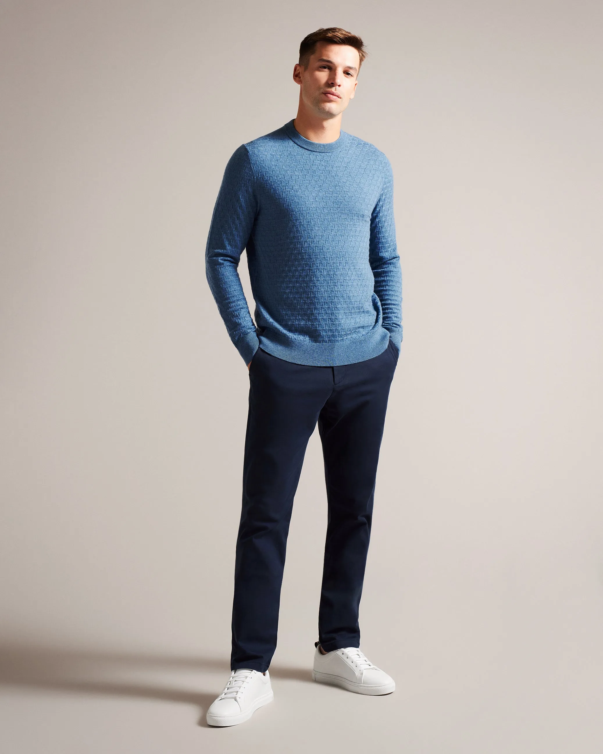 Loung Long Sleeve T Knit Jumper Teal-Blue