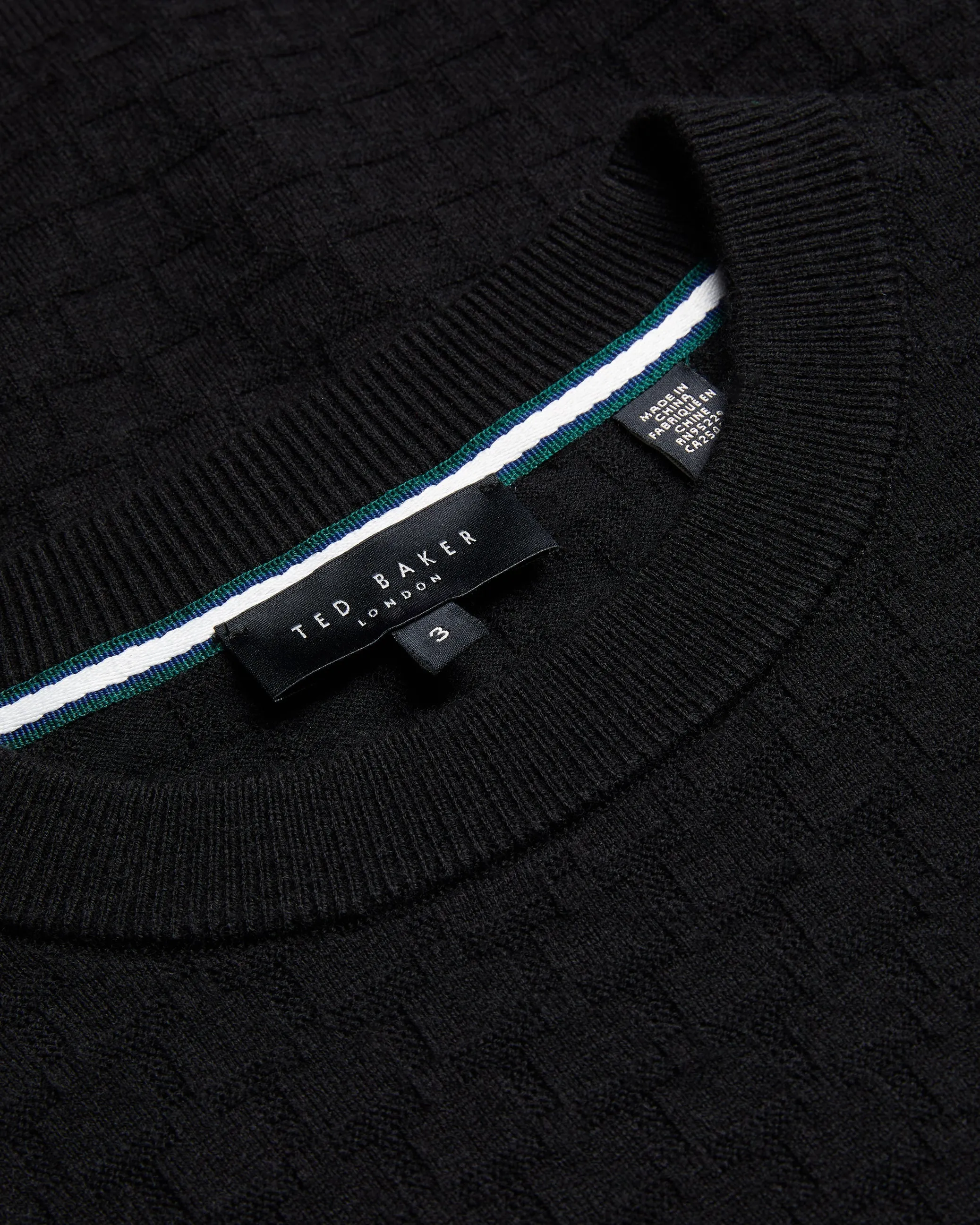 Loung Ls Diamond Stitch Crew Neck Black