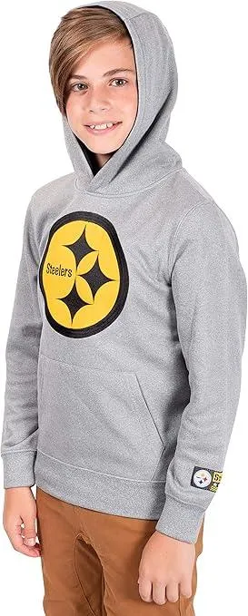 NFL Official Youth Super Soft Hoodie Sweatshirt Pullover - Warm Polyester Blend|Pittsburgh Steelers