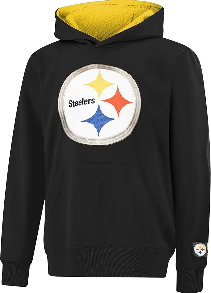 NFL Official Youth Super Soft Hoodie Sweatshirt Pullover - Warm Polyester Blend|Pittsburgh Steelers