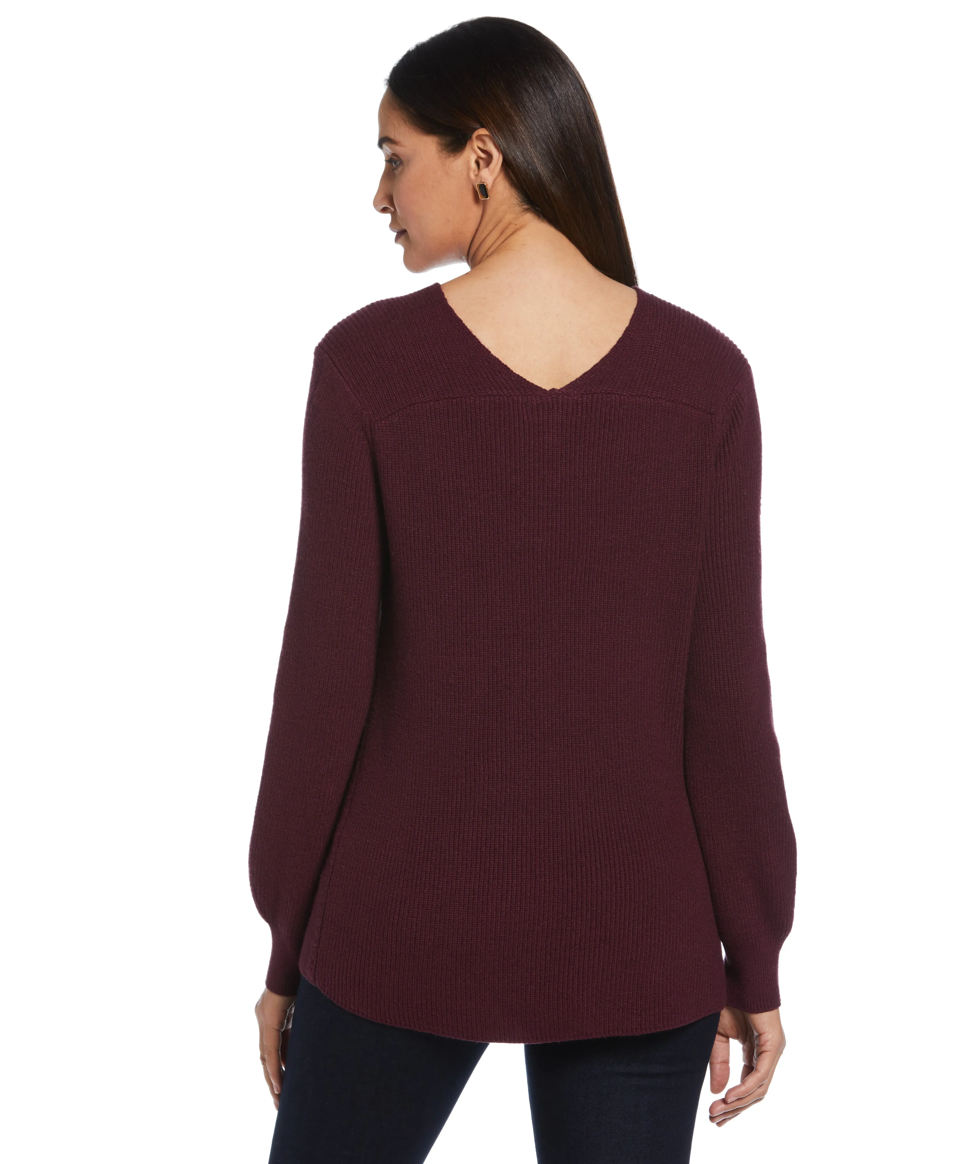 Petite Essential Ribbed V-Neck Sweater