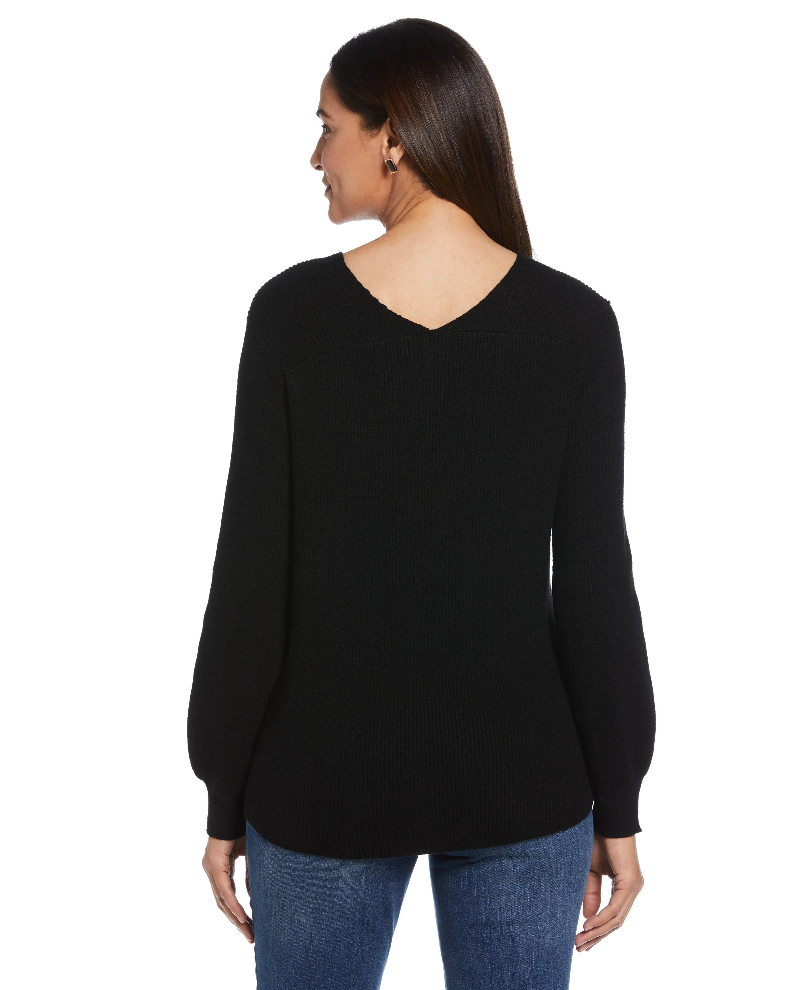 Petite Essential Ribbed V-Neck Sweater