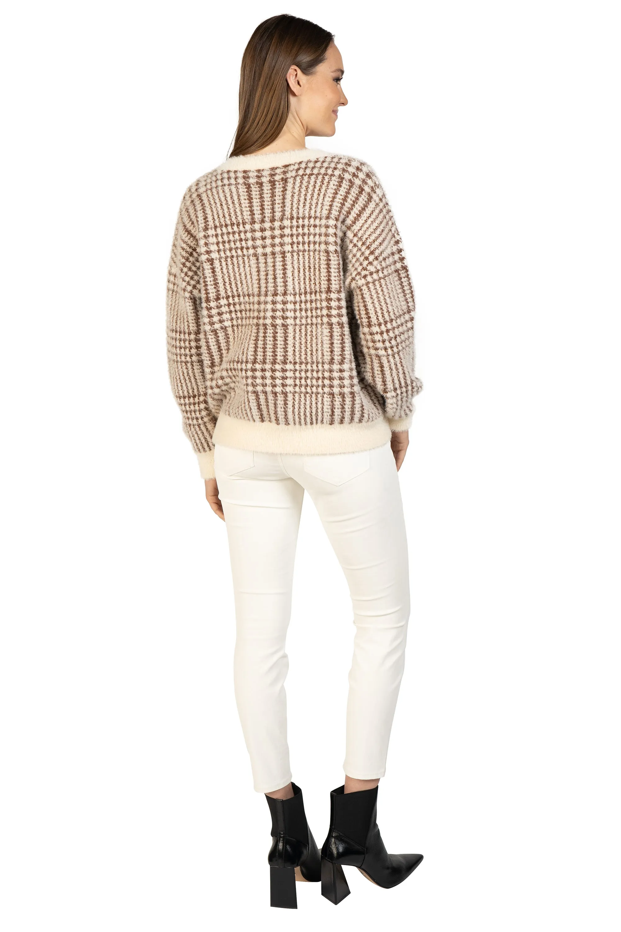 Plaid Knitted V-Neck Pullover