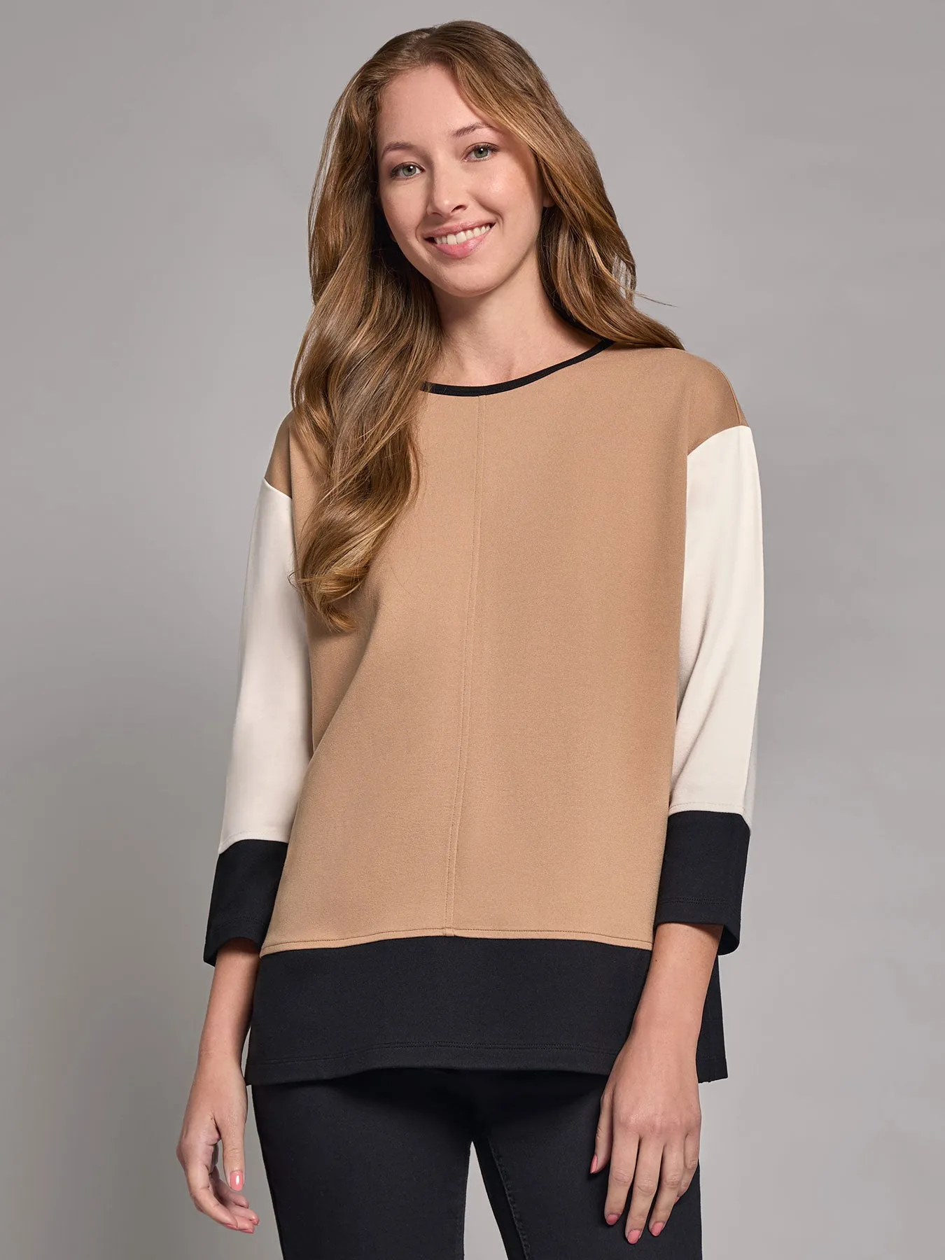 Plus Colorblock Seam Detail Tunic, Serenity Knit