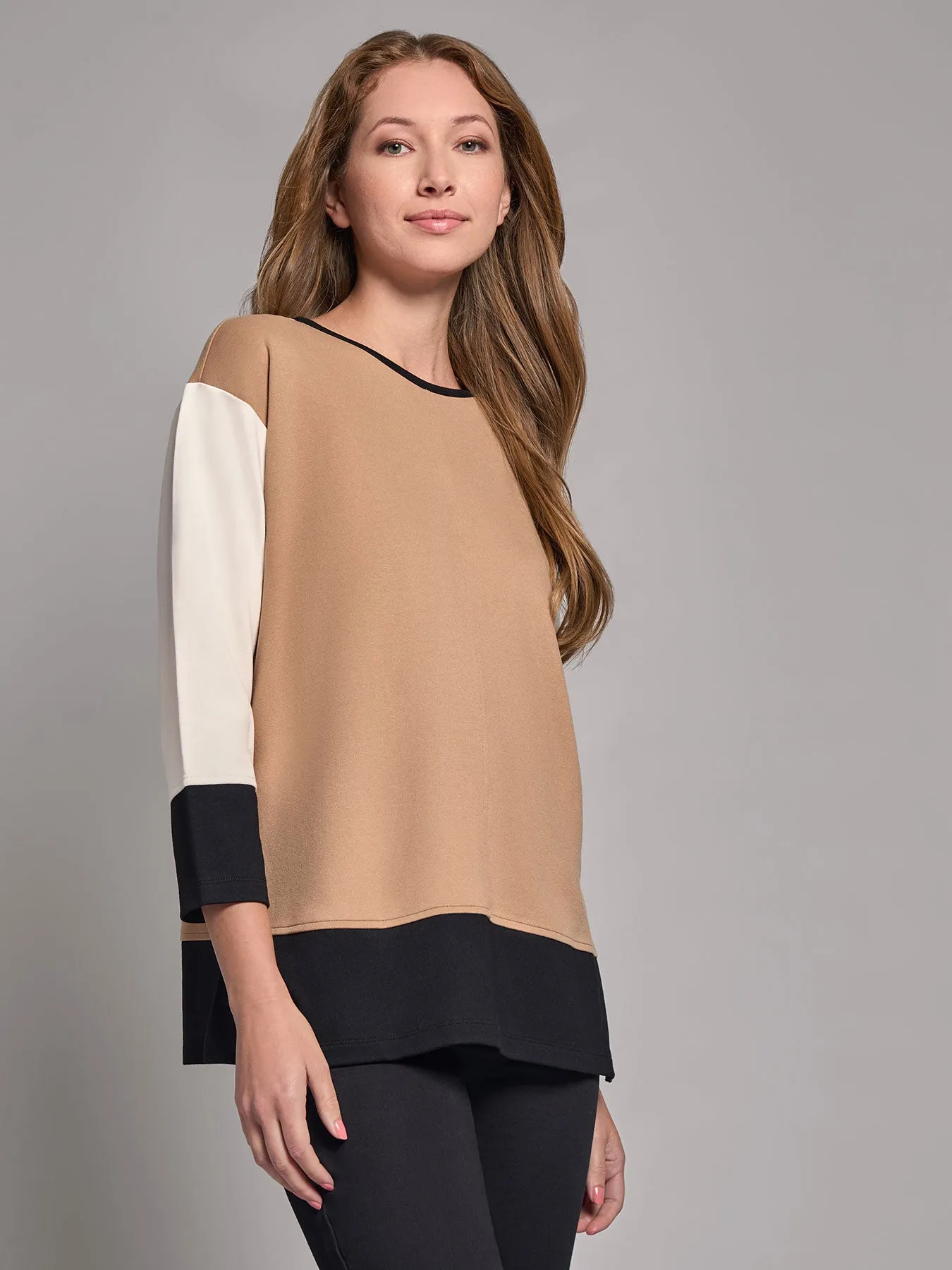 Plus Colorblock Seam Detail Tunic, Serenity Knit