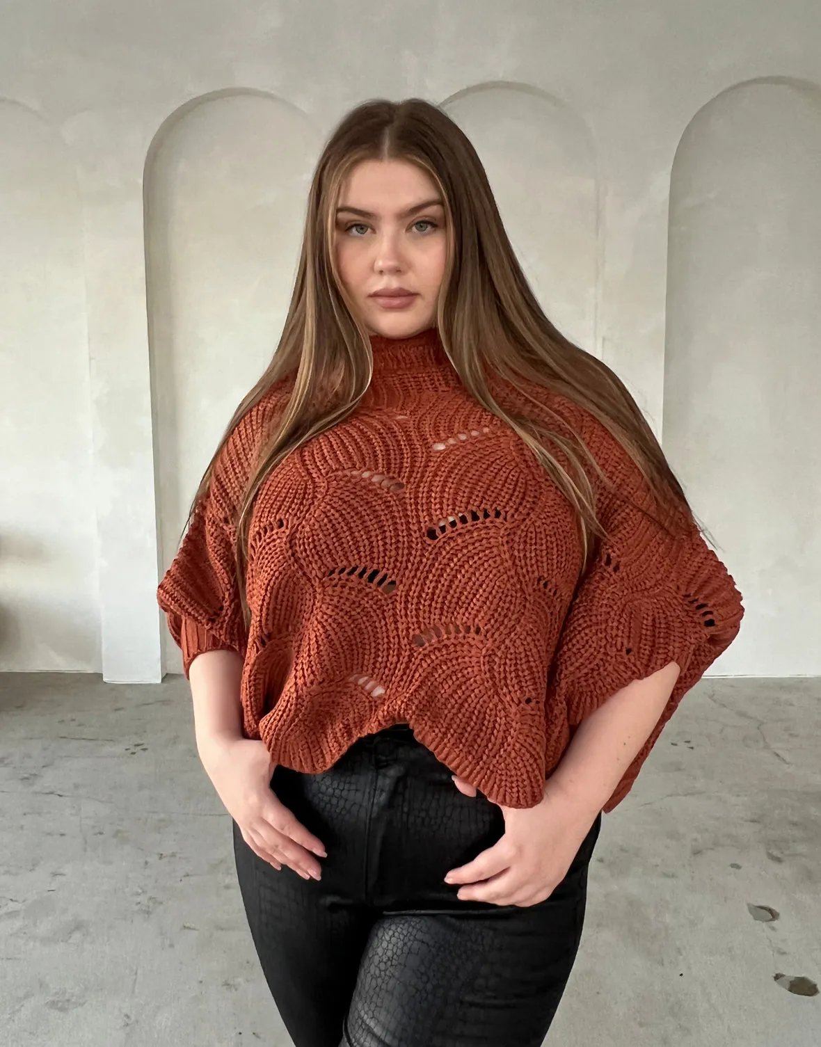 Plus Size Chunky Knit Poncho Sweater