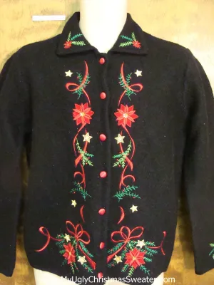 Poinsettia Themed Ugly Christmas Jumper