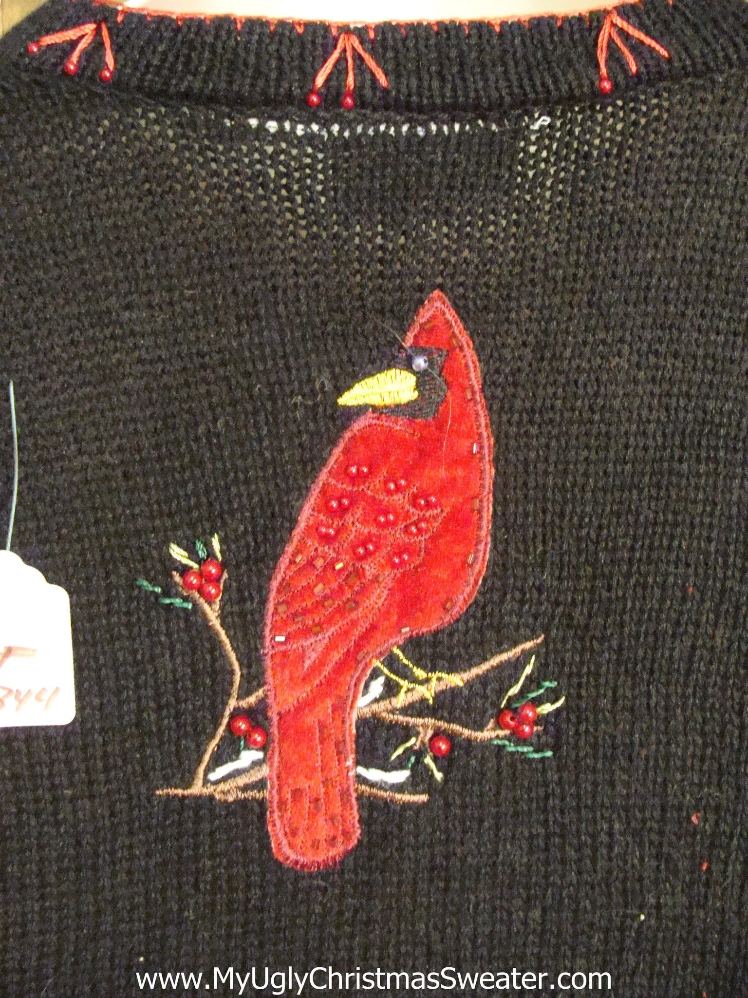 Poinsettias and Cardinal Birds Funny Christmas Sweater