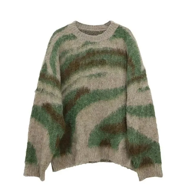 Pre Order:  Fuzzy Tricolor Oversized Knit Sweater