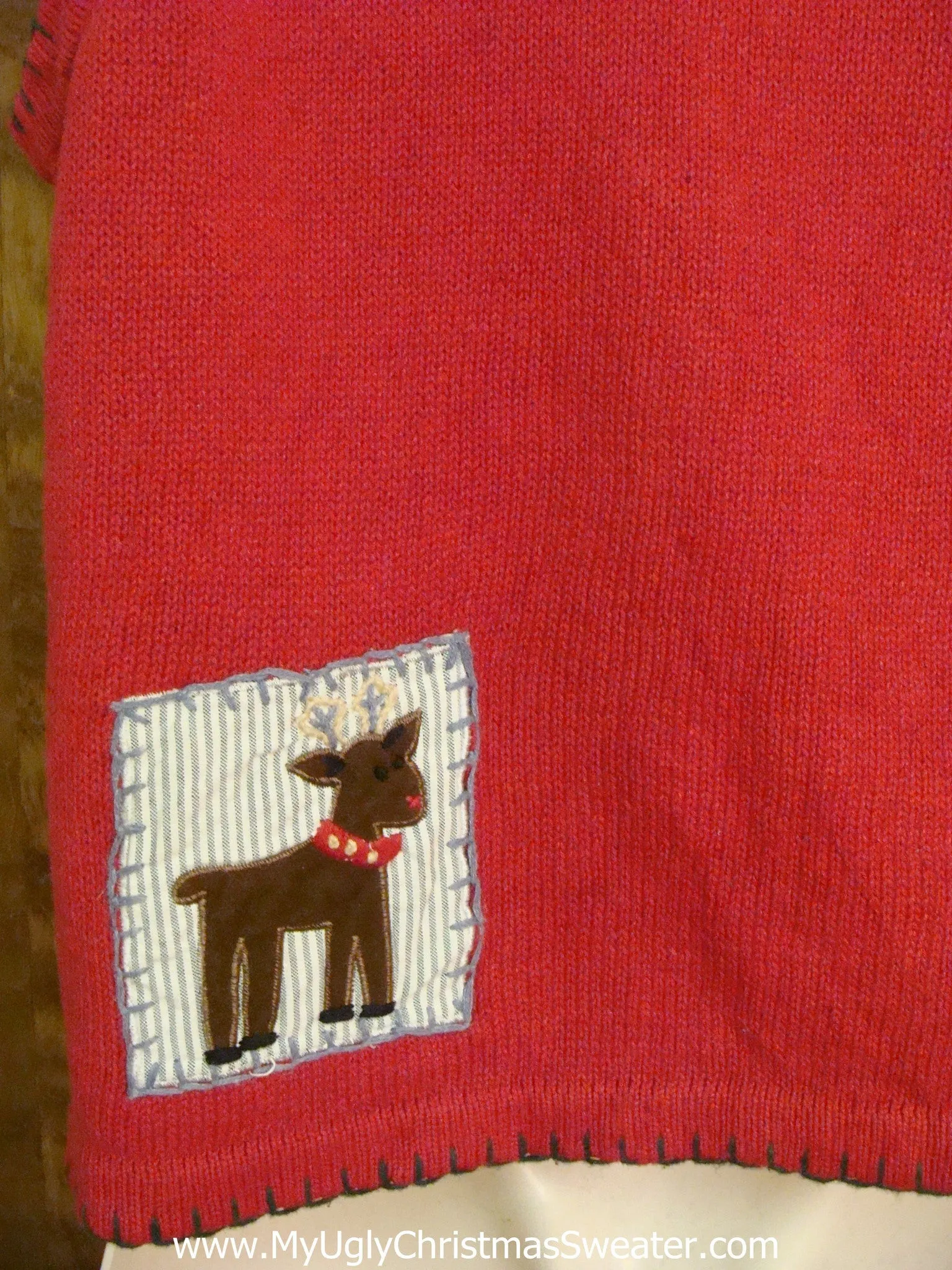 Red Crafty Ugliest Christmas Sweater Vest with Reindeer