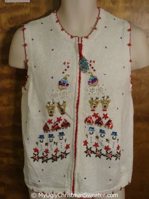 Sequin and Bead Bling Ugly Christmas Sweater Vest