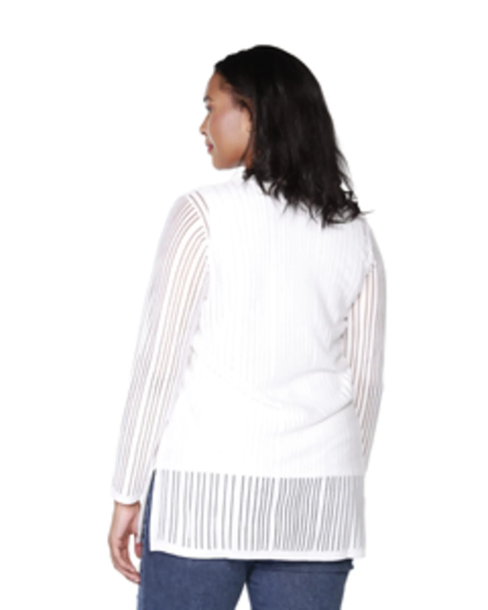 Sloane Striped Button-Front Cardigan | White/Gold