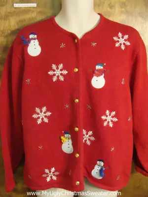 Snowman and Snowflake Ugly Xmas Sweater