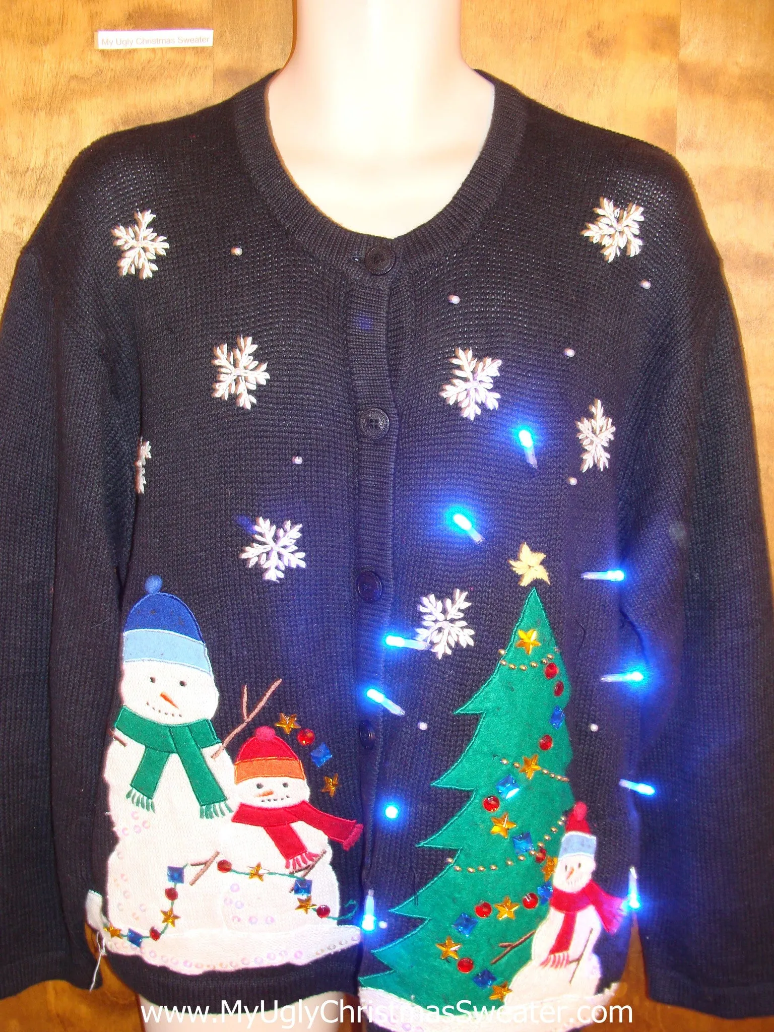 Snowman Family Festive Light Up Ugly Xmas Sweater