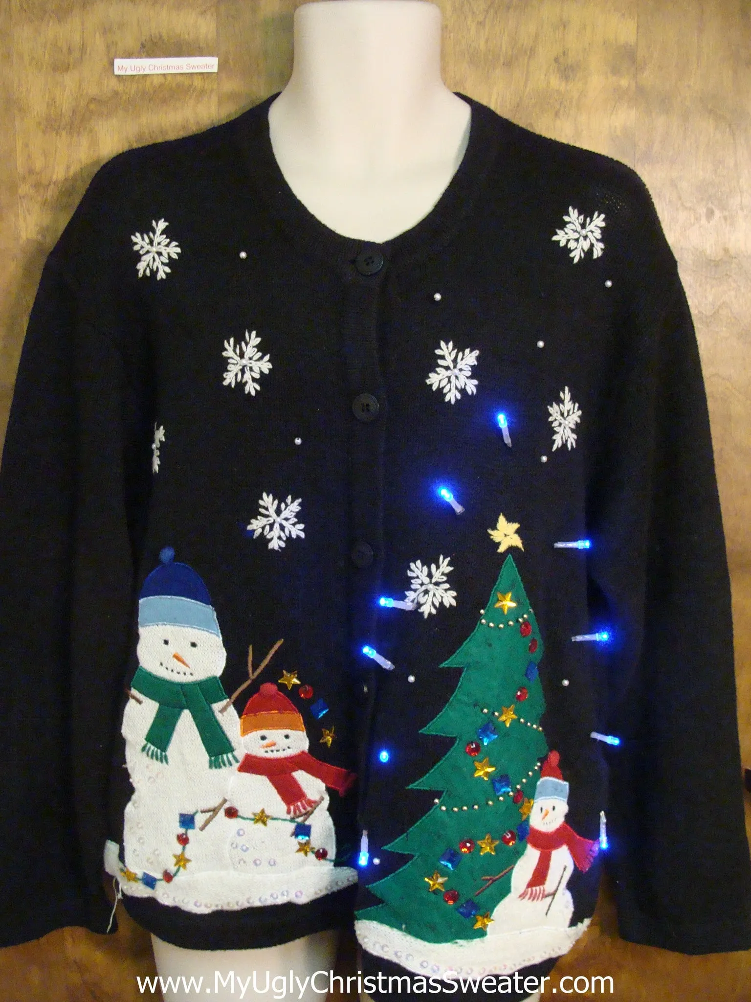 Snowman Family Festive Light Up Ugly Xmas Sweater