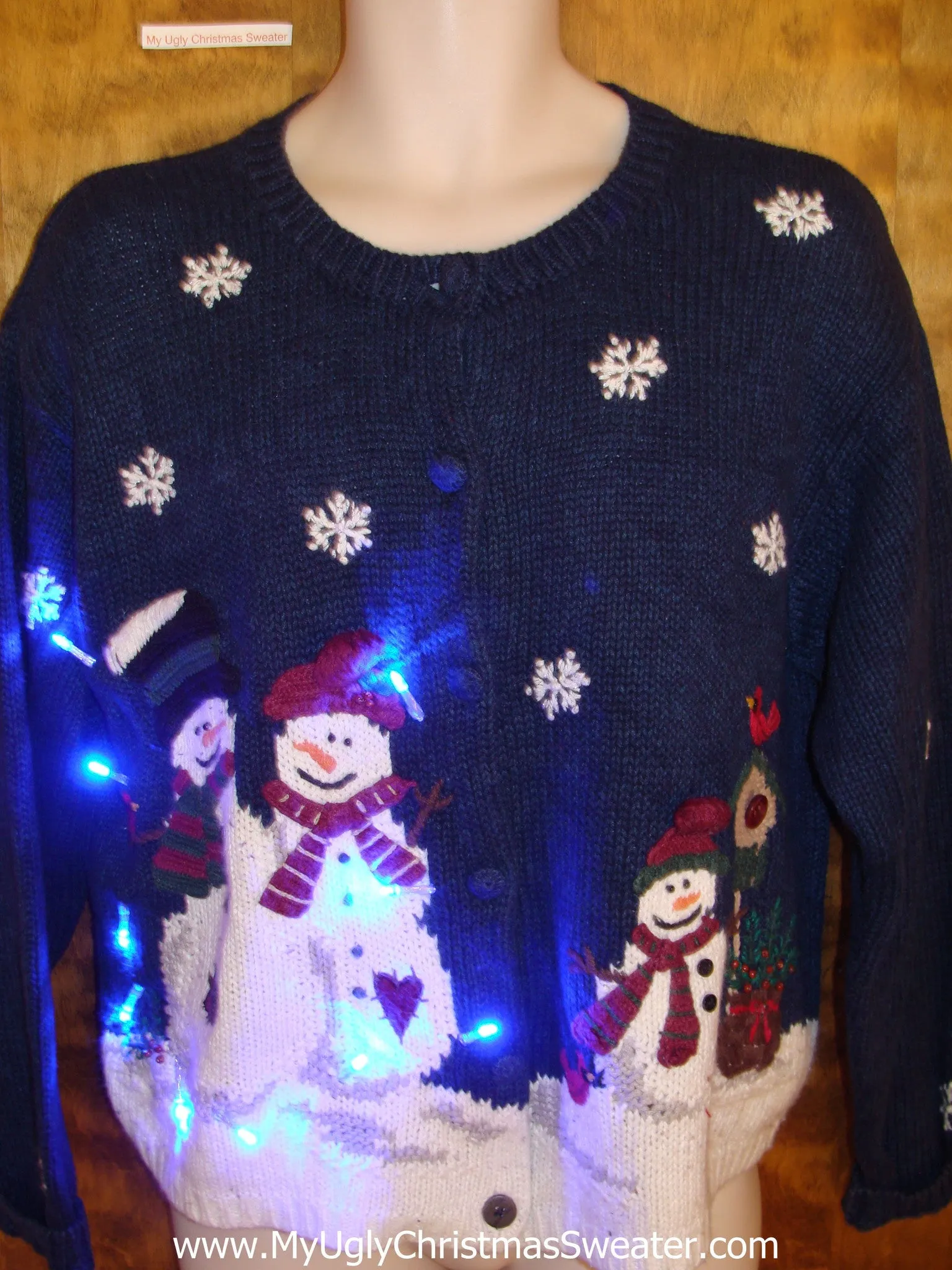 Snowman Gathering Light Up Ugly Xmas Sweater