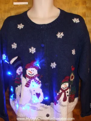 Snowman Gathering Light Up Ugly Xmas Sweater