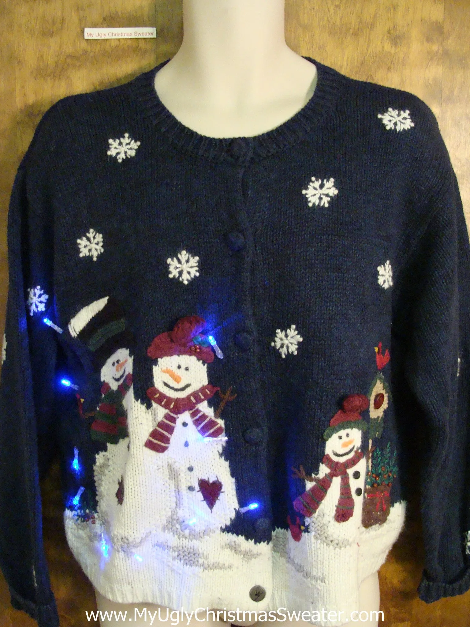 Snowman Gathering Light Up Ugly Xmas Sweater