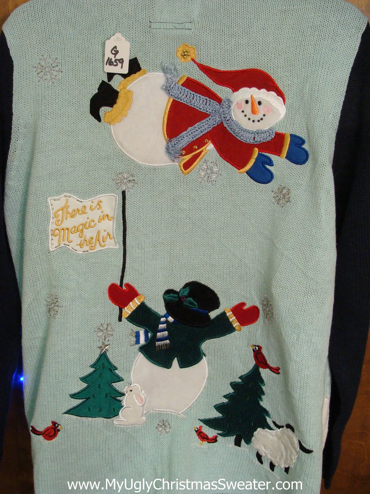 Snowman Magic 2sided Tacky Xmas Sweater with Lights