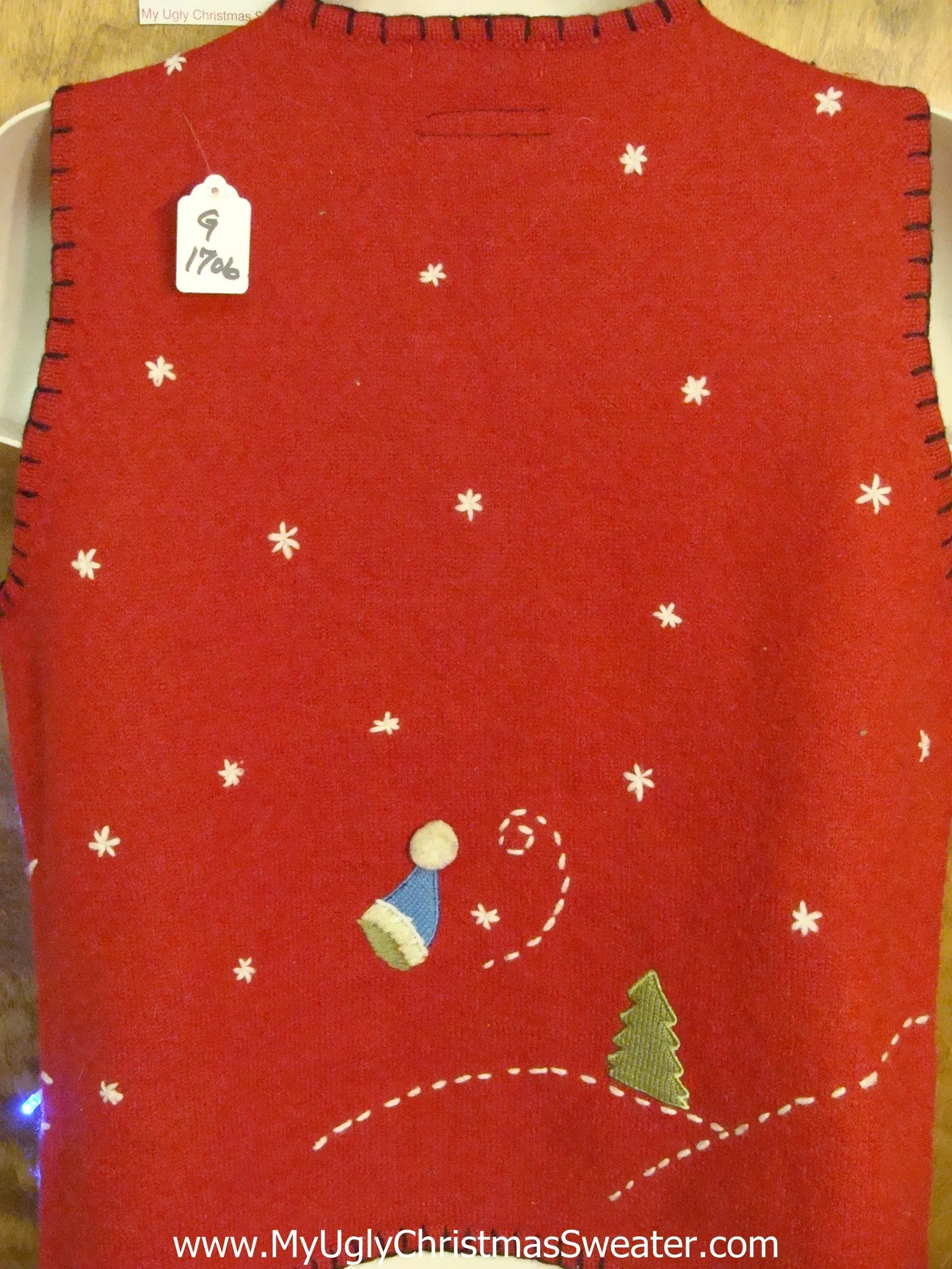 Snowman Trio 2sided Red Light Up Ugly Xmas Sweater Vest