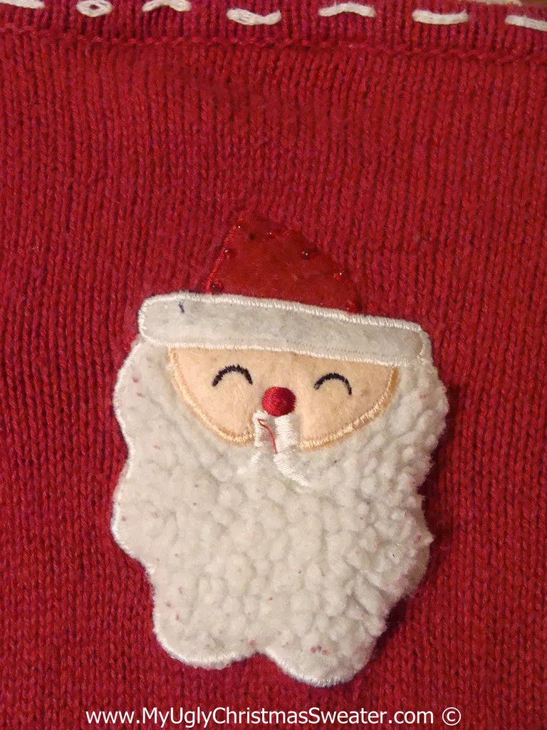 Tacky Holiday Sweater Vest with Grid of Santa Heads and Gifts  (f1069)