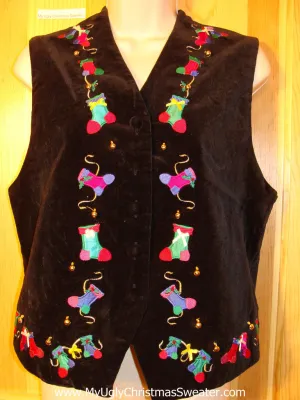 Tacky Ugly Christmas Sweater Party  Vest with Jingle Bells (f367)