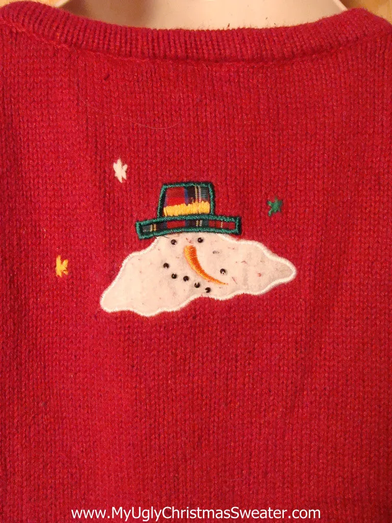 Tacky Ugly Christmas Sweater Vest 2sided with Snowmen (f177)