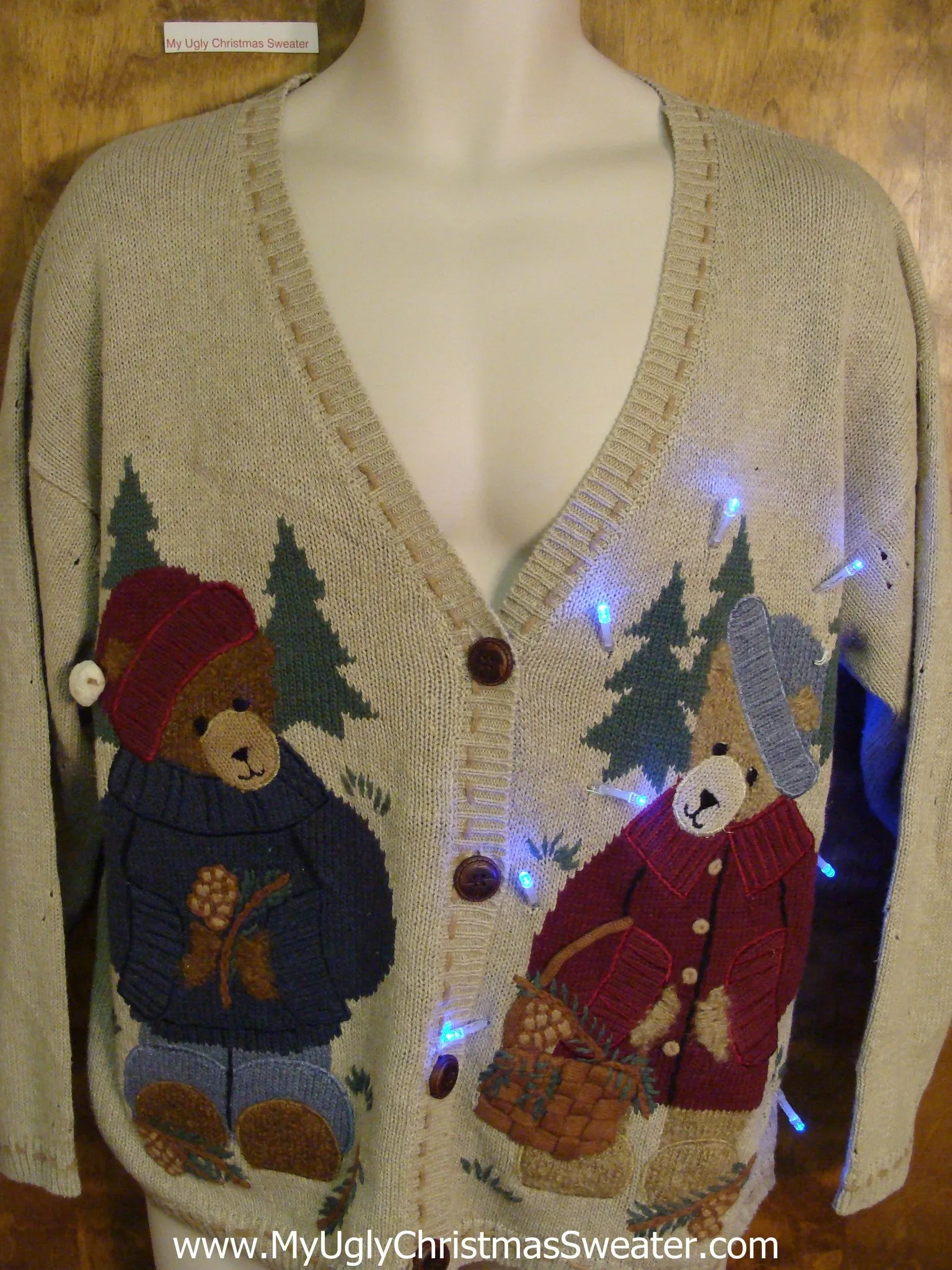 Teddy Bear Picnic Light Up Ugly Xmas Sweater