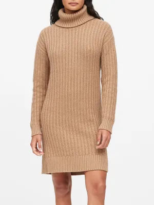 Turtleneck Sweater Dress in Camel