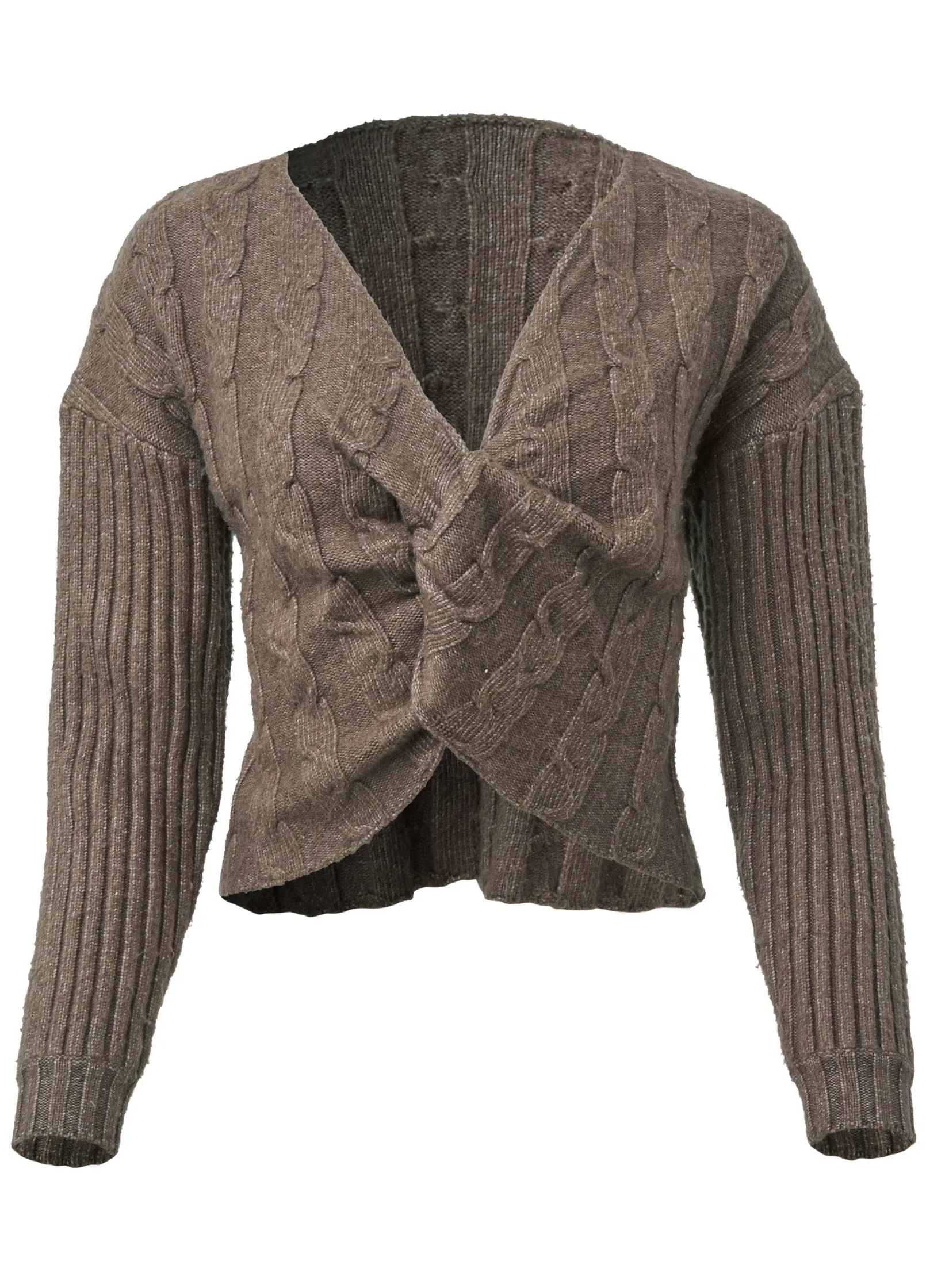 Twist Front Sweater - Brown