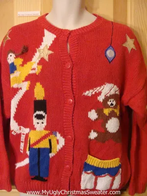 Ugly Christmas Sweater 80s Bold Nutcracker Bear