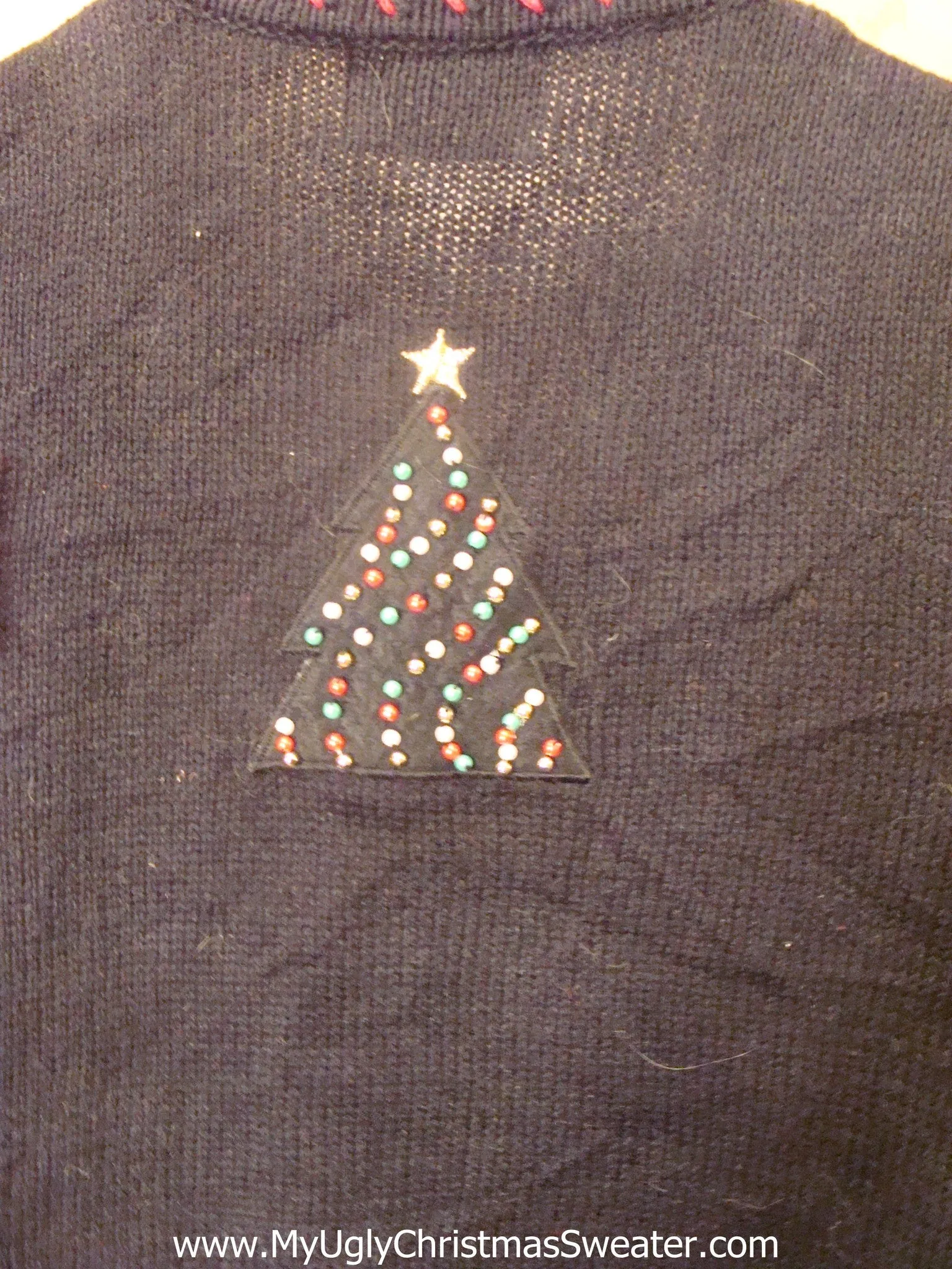 Ugly Christmas Sweater Vest with Bead Bling Trees