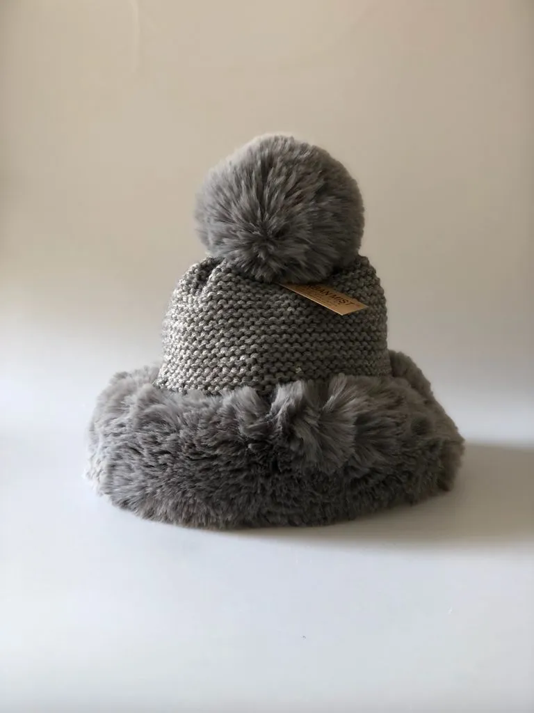 Ultra soft Luxurious Faux Fur Knit Hat with pom