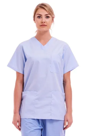 Unisex Smart Scrub Tunic Nurse Uniform | Size XS to 3XL | Sky Blue Tunic