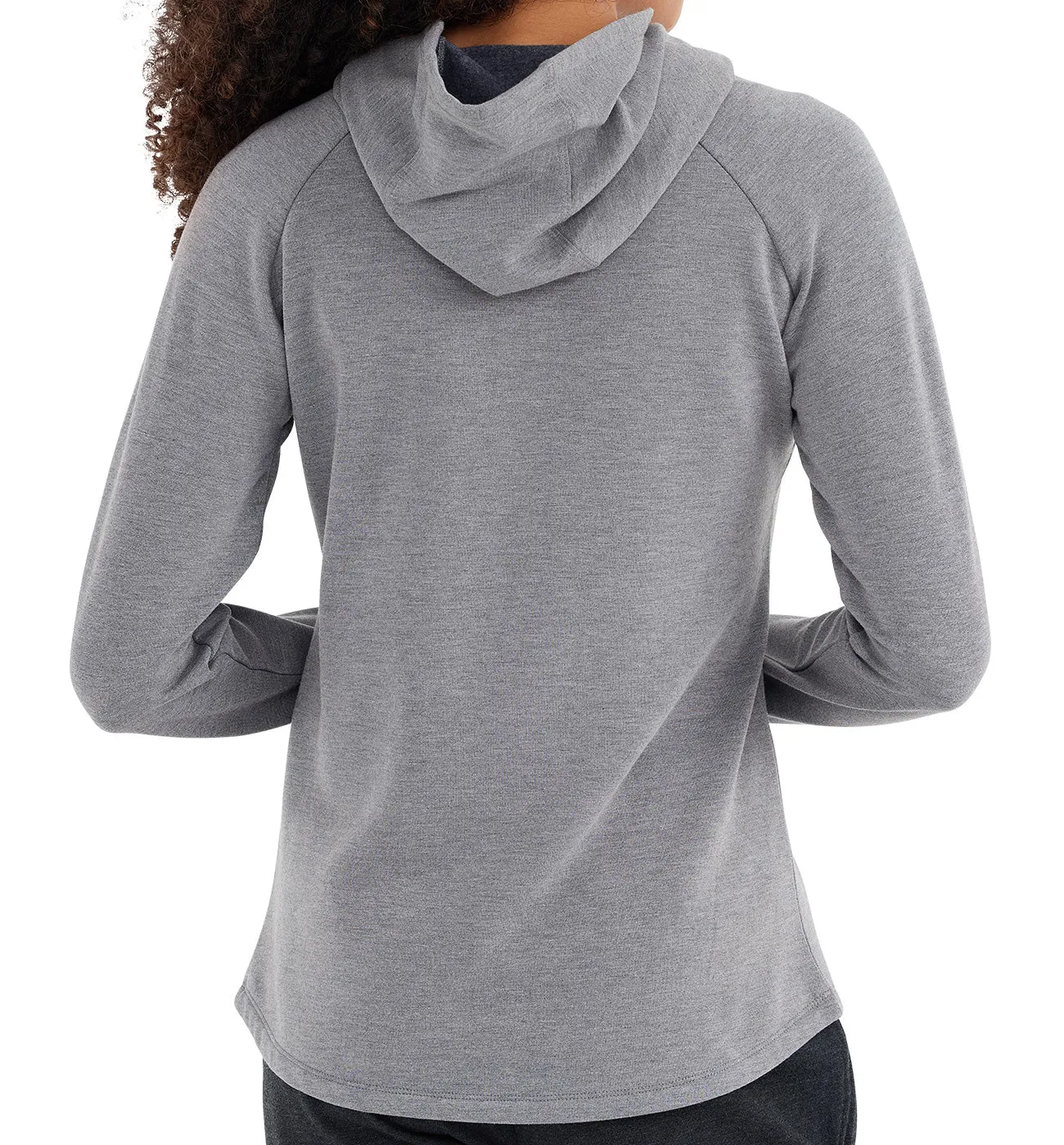 Women's Bamboo Lightweight Fleece Pullover Hoodie - Heather Navy