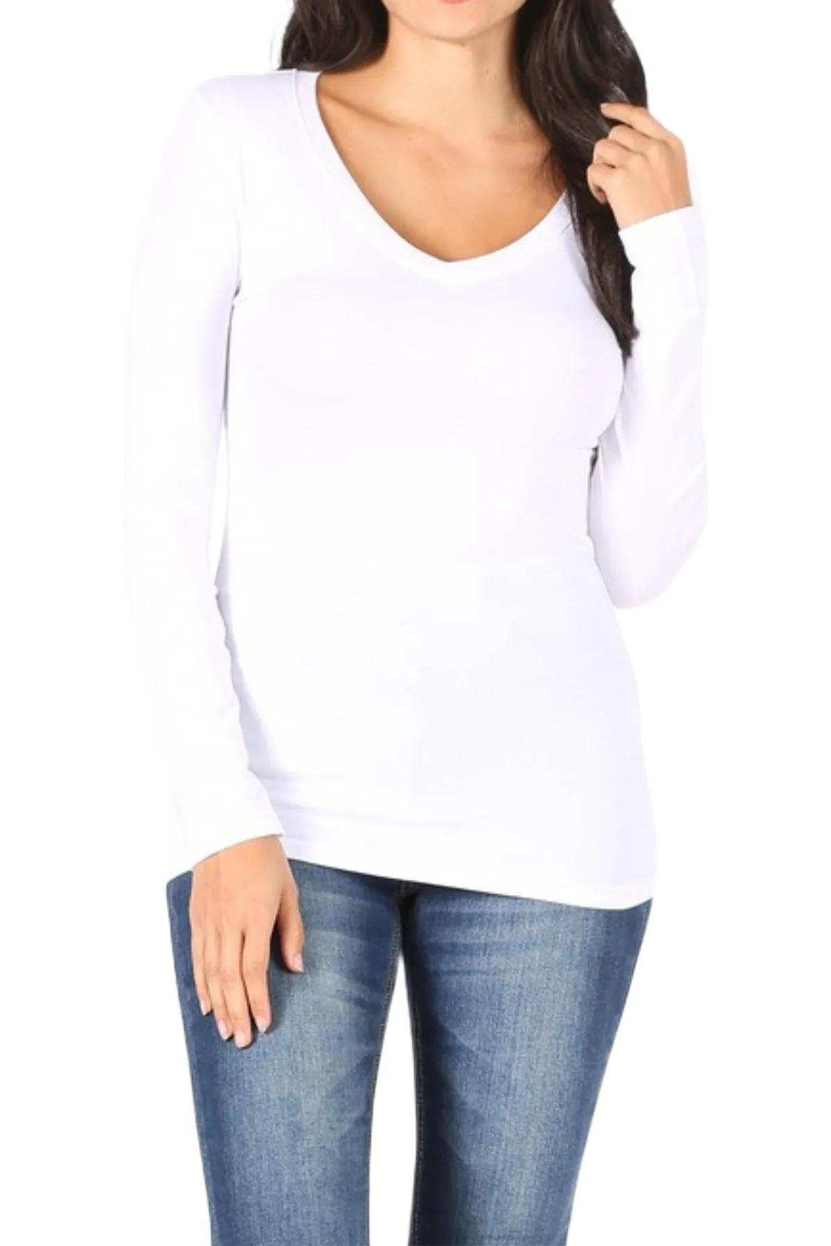 Women's Basic Long Sleeve V-Neck Tee