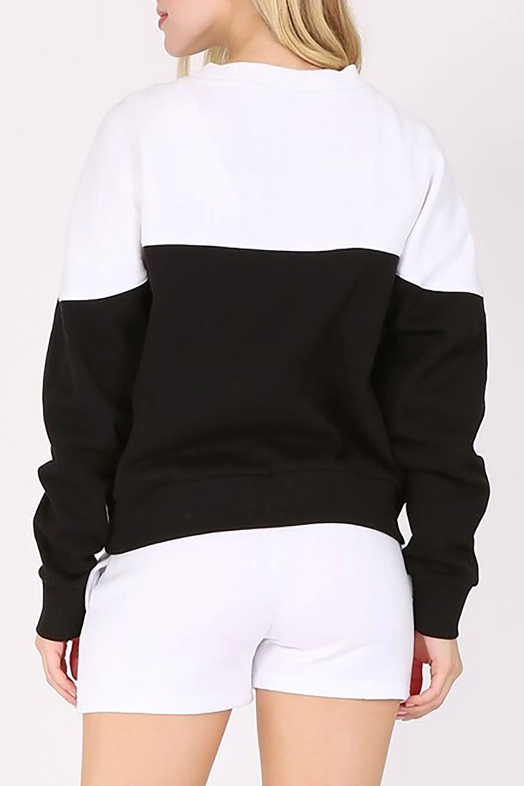 Women's Casual Long Sleeve Color Block Fleece Sweatshirt