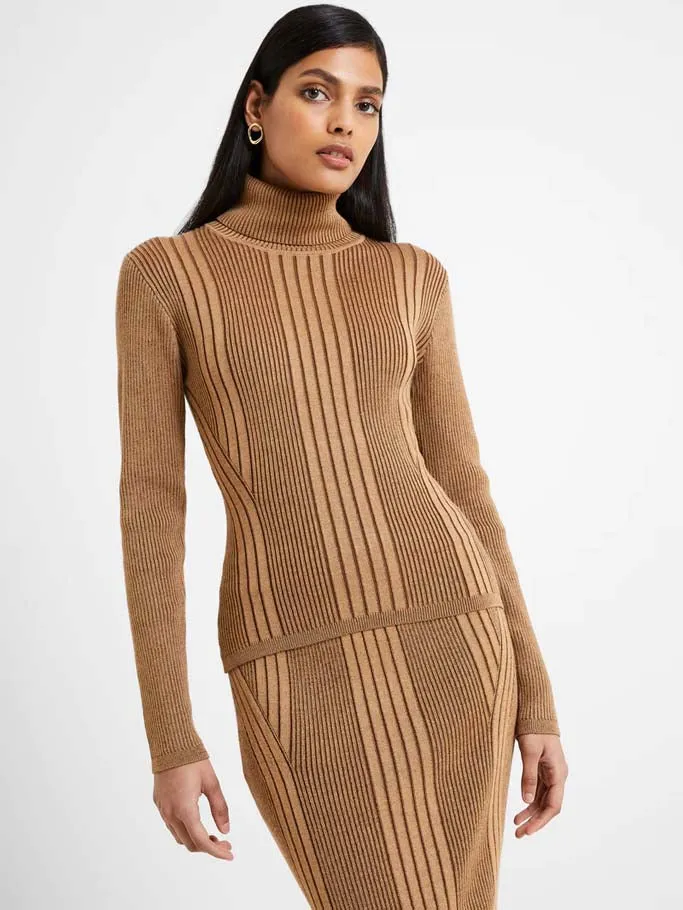 Women's Mari Roll Nk Jumper - Tobacco Brown