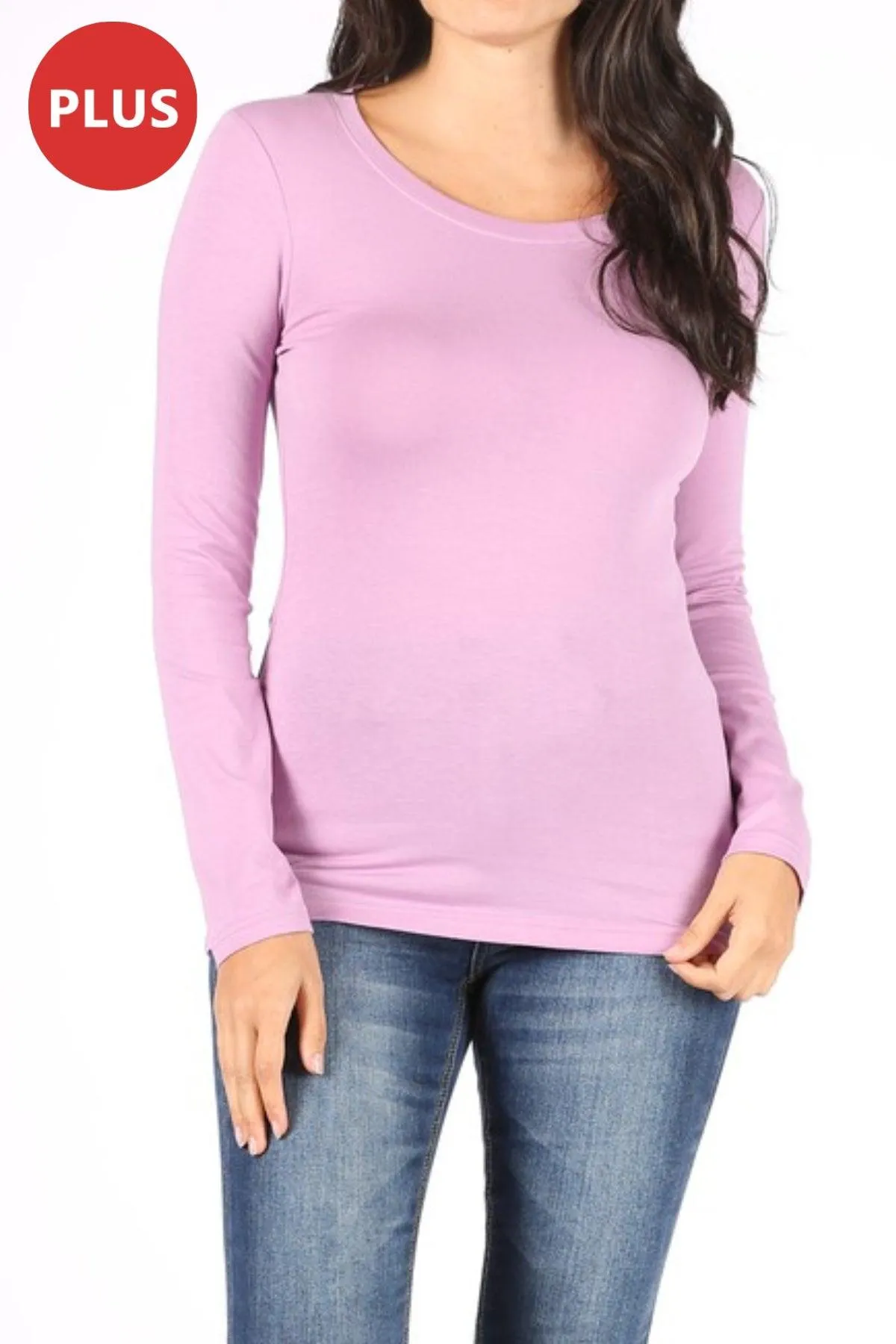 Women's Plus Size Basic Long Sleeve Round Neck Tee