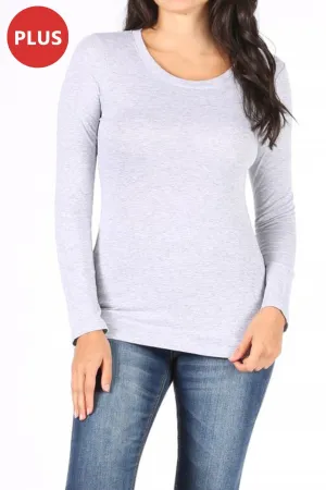 Women's Plus Size Basic Long Sleeve Round Neck Tee