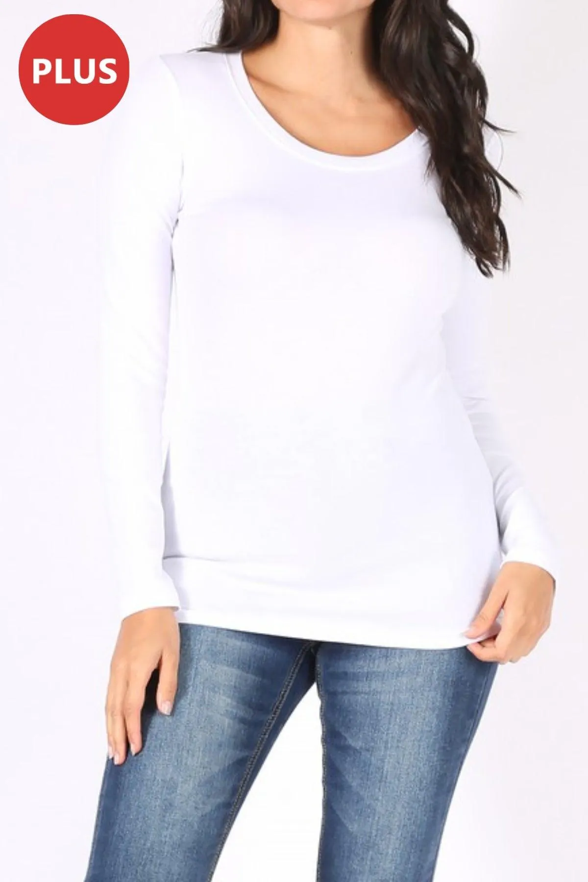 Women's Plus Size Basic Long Sleeve Round Neck Tee