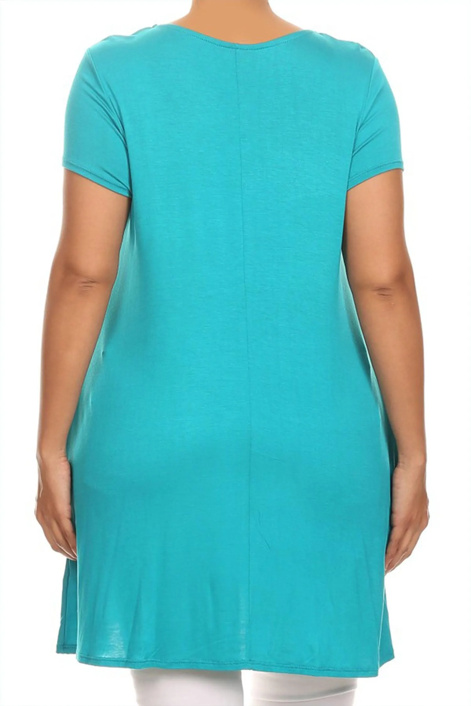 Women's Plus Size Casual Short Sleeve Loose Solid Tunic Top