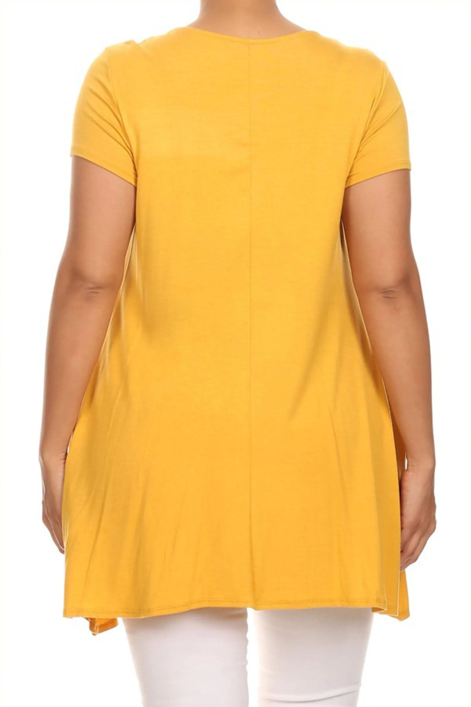 Women's Plus Size Casual Short Sleeve Loose Solid Tunic Top